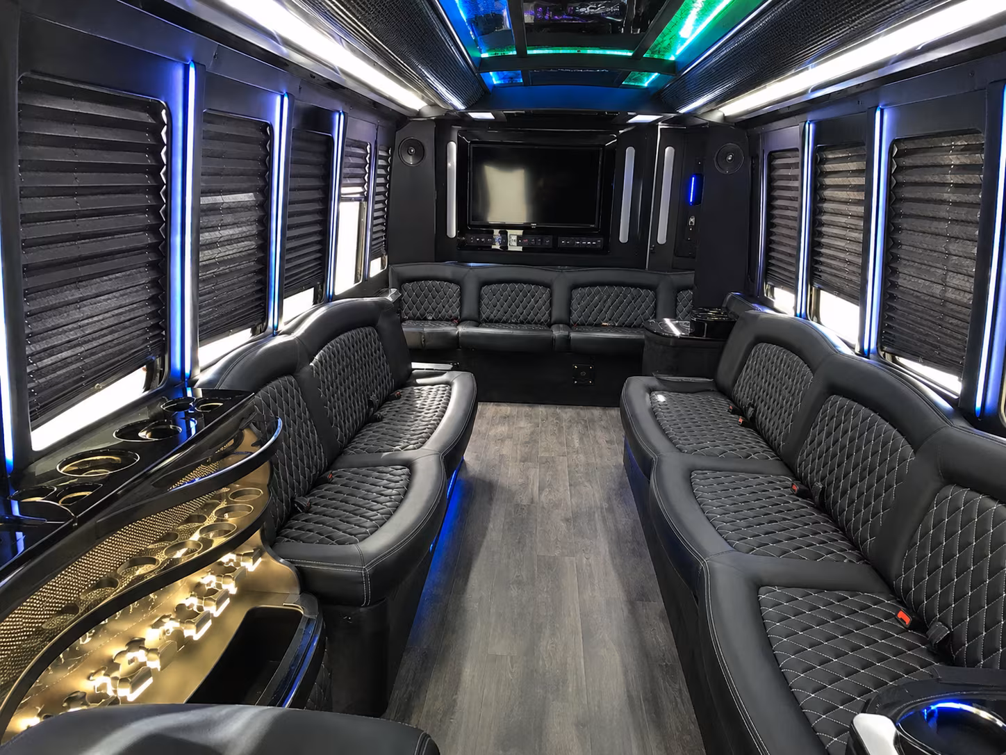 Bachelorette group inside a party bus serving Detroit