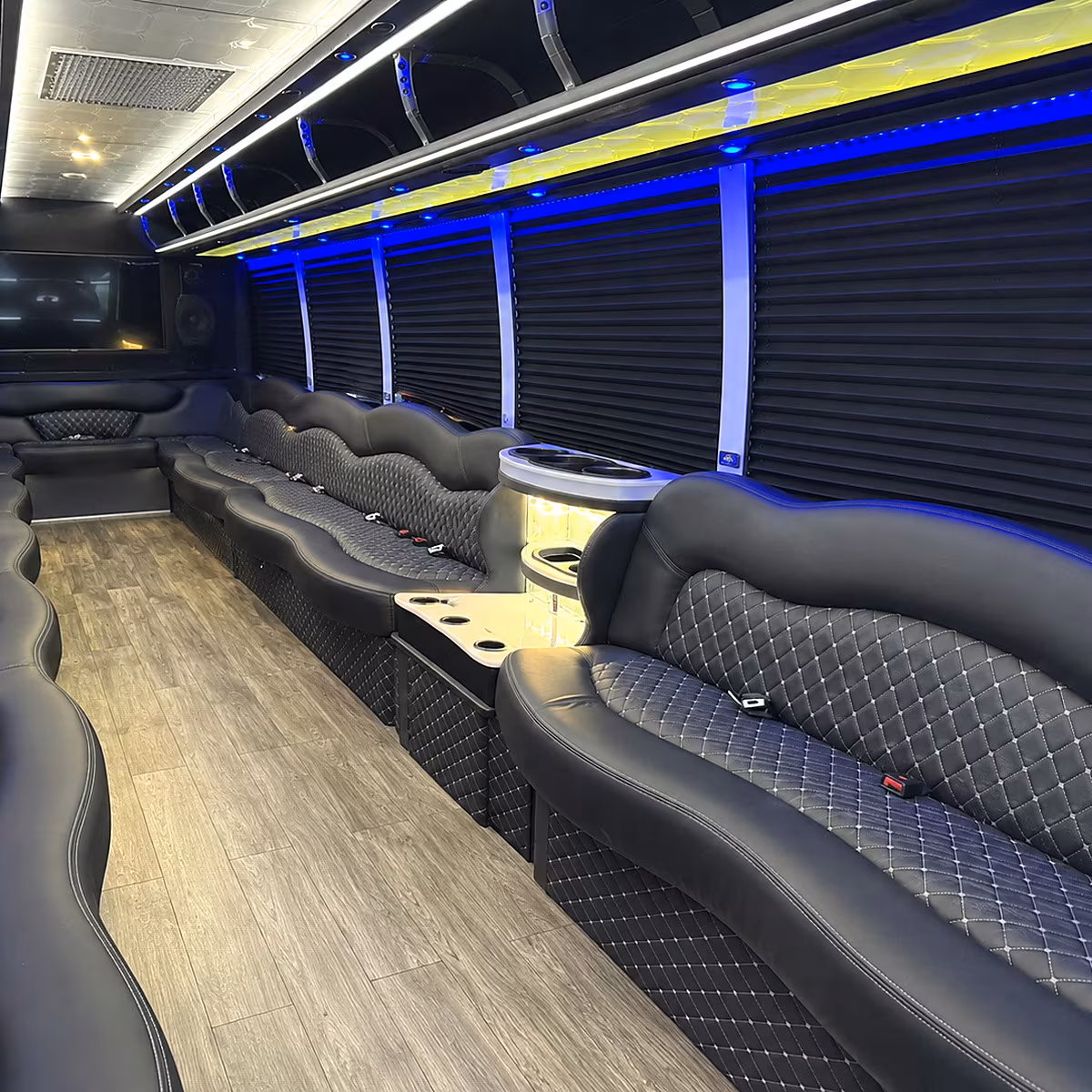 Detroit Birthday, Sweet 16, & Quinceañera Transportation party bus interior