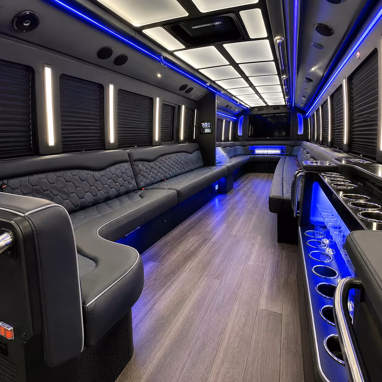 Detroit Private Event Transportation party bus interior