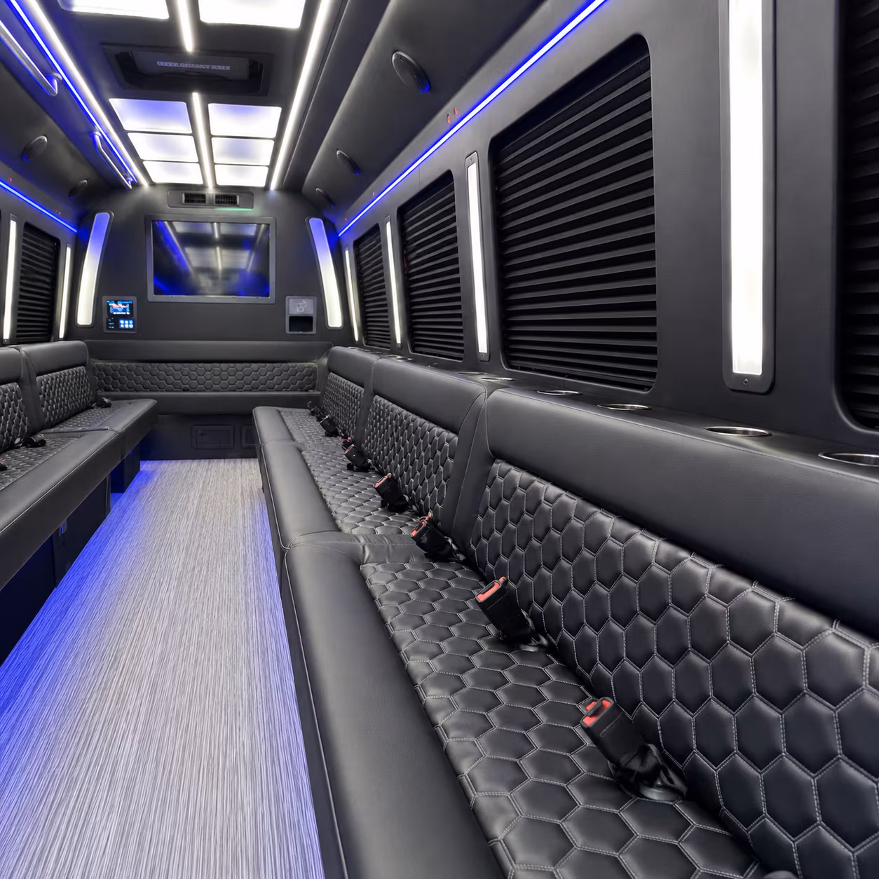 Detroit Private Event Transportation party bus interior