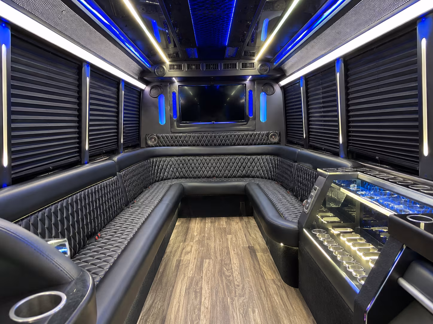 Detroit Sporting Event Transportation party bus interior